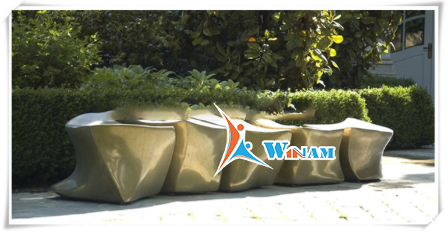 Rare decorative hot fashin garden stainless steel cube bench sculpture