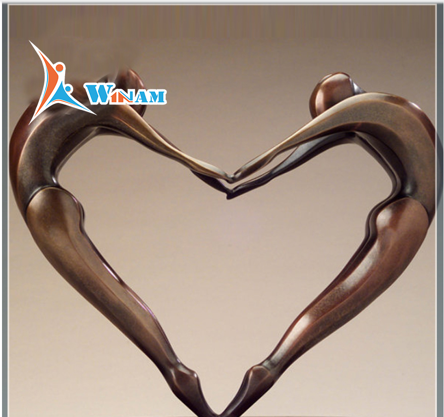 Life Size Bronze Heart Shape Dancing Couple Sculpture