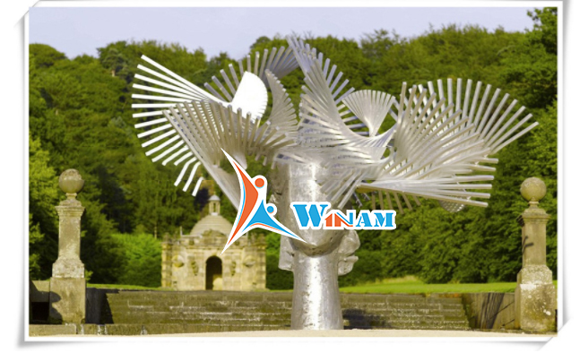 Manual brushed metal art mind teel tree for garden