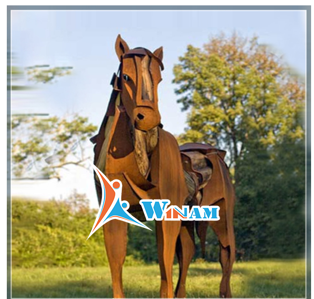 Realistic Corten Steel Horse Sculpture