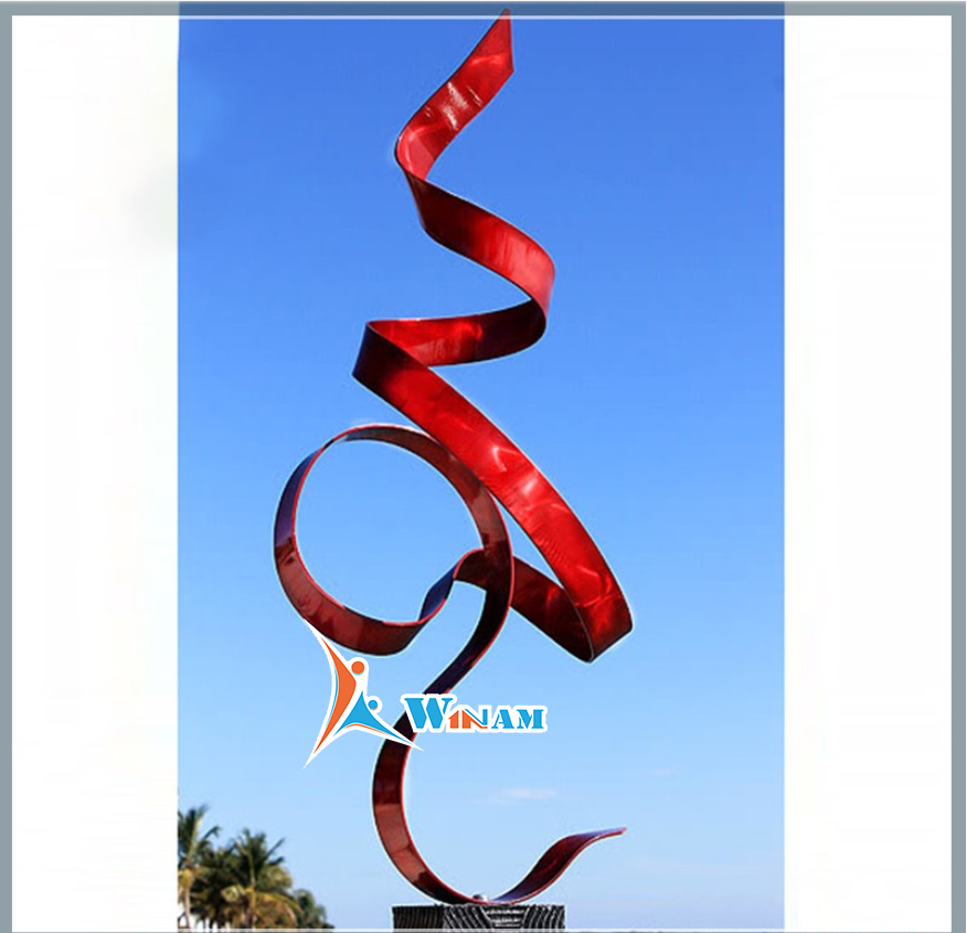 Ribbon Shaped Outdoor Stainless Steel Modern Garden Sculpture
