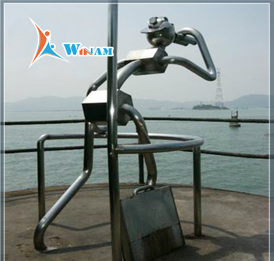 Life Size Stainless Steel Garden Man Sculpture For Beach Decor