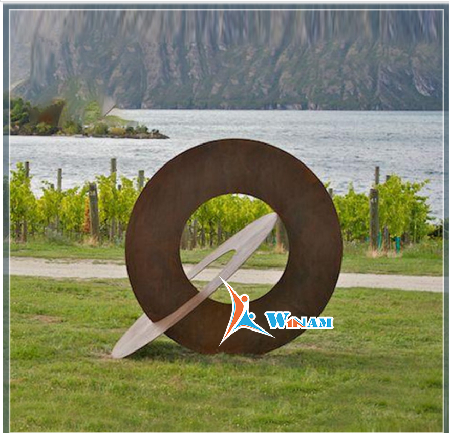 Ring Shaped Garden Corten Steel Metal Sculpture