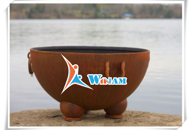 Rusty Steel Round Brazier Sculpture Home Decorative