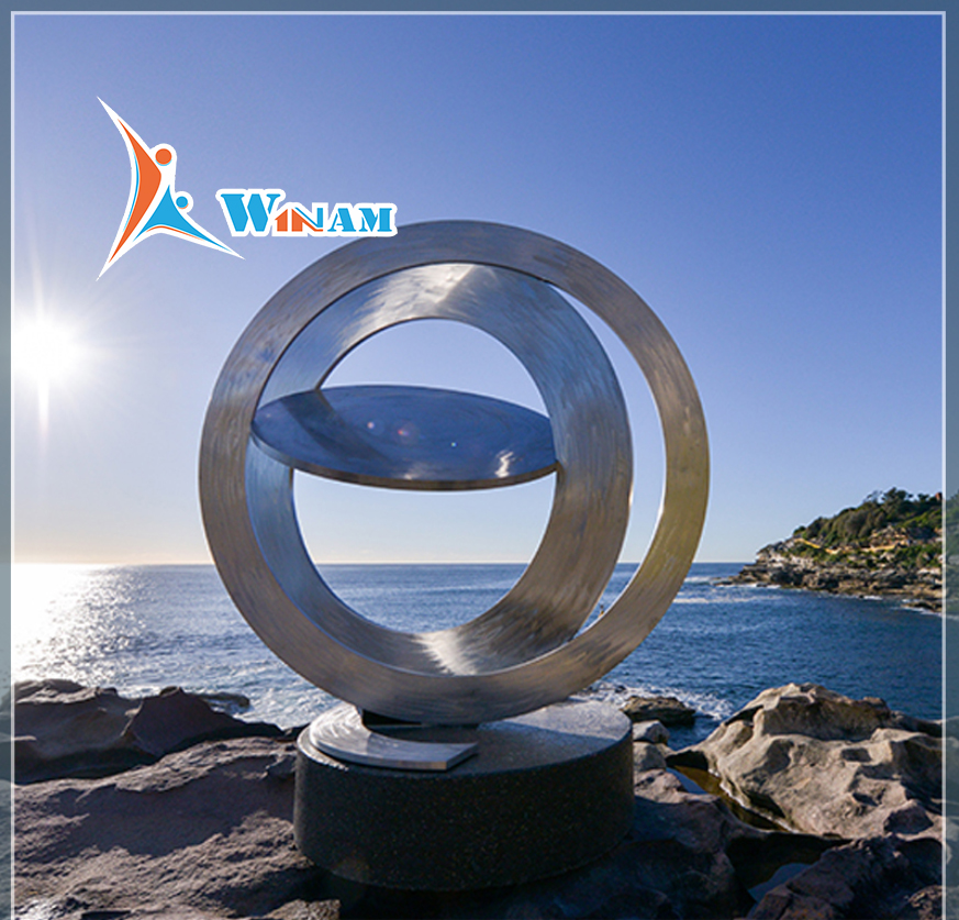 Stainless steel brush finished metal contemporary sculptures