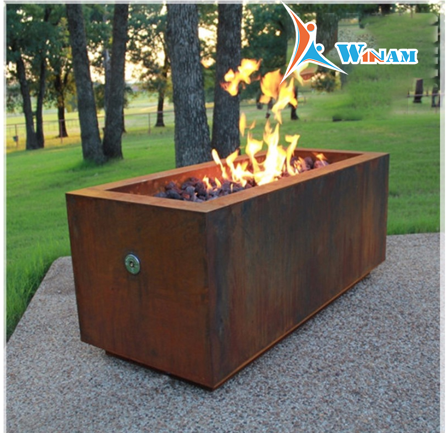 Large Vintage Corten Steel Outdoor Fire Pit