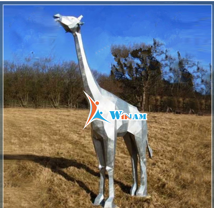 Stainless Steel Giraffe Sculpture for Park Decor
