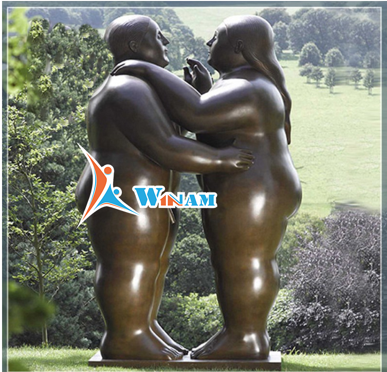 Western Style Fat Dancing Couple Bronze Sculpture