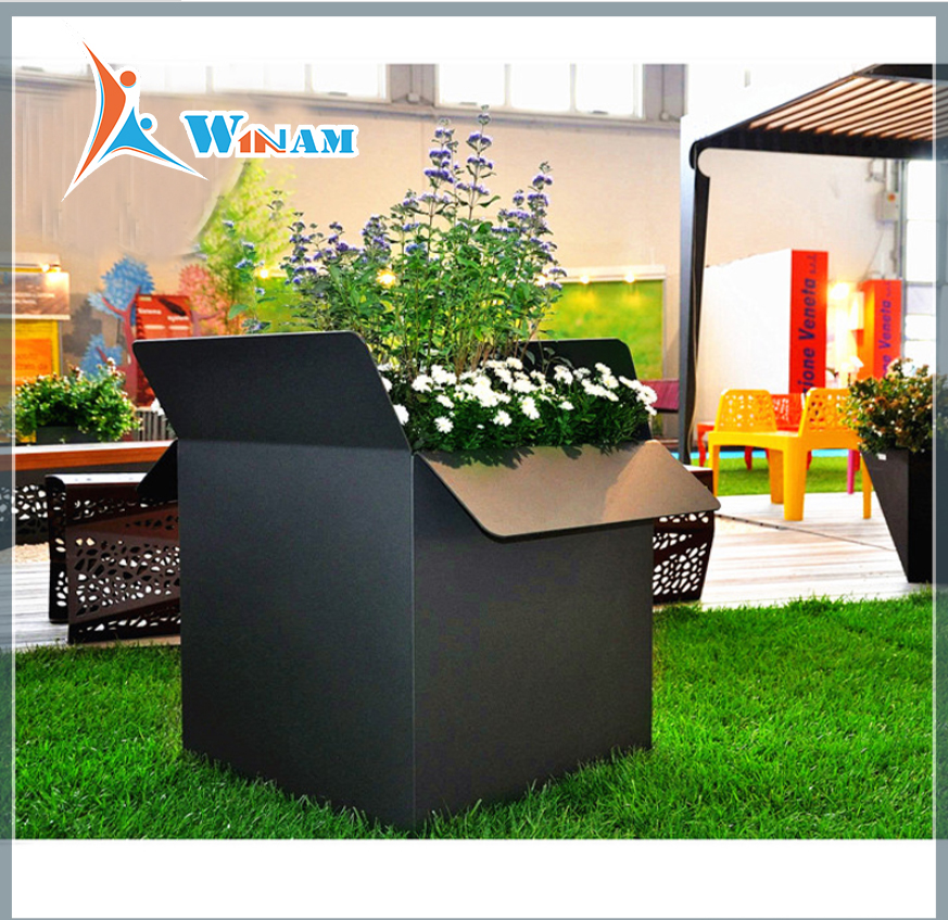 American style stainless steel metal garden flower pot
