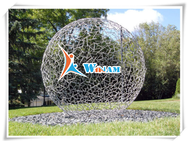 Modern Unique Stainless Steel Hollow Sphere Sculpture