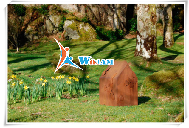 Modern art work house shape corten steel sculpture