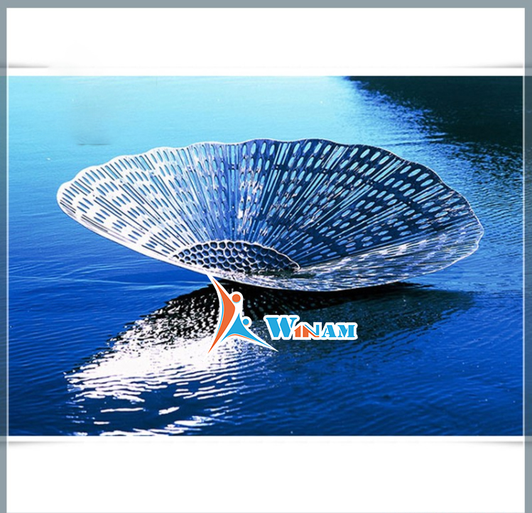 Delicate Polished Shell Shaped Metal Swimming Pool Sculpture