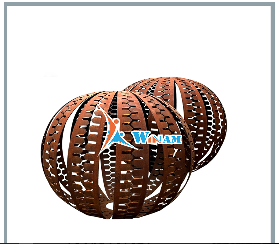 Metal Hollow Corten Steel Ball Sculpture