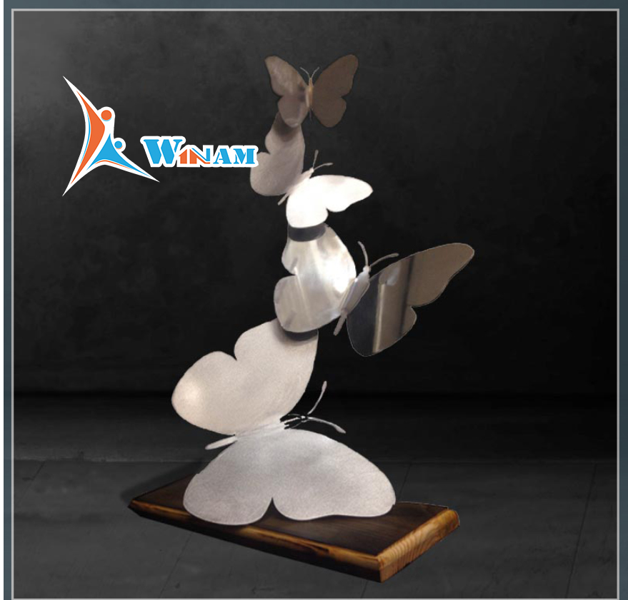 Home decoration modern stainless steel flying butterfly sculpture