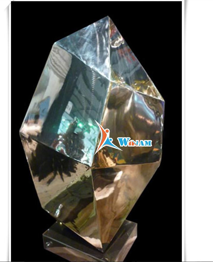 Mirror polished rhombus stainless steel abstract sculpture