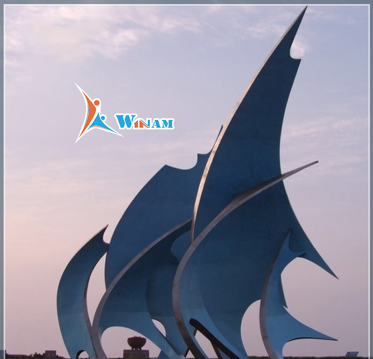 Large Metal Statue Stainless Steel Boat Sculpture For City Decoration