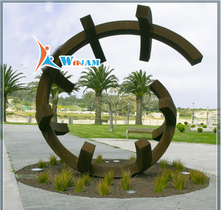 Abstract Number Six Design Large Metal Garden Sculpture