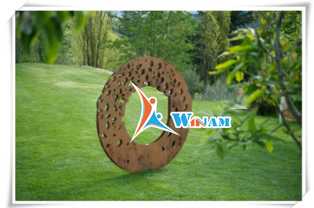 Contemporary ornamental welding technique corten steel sculpture