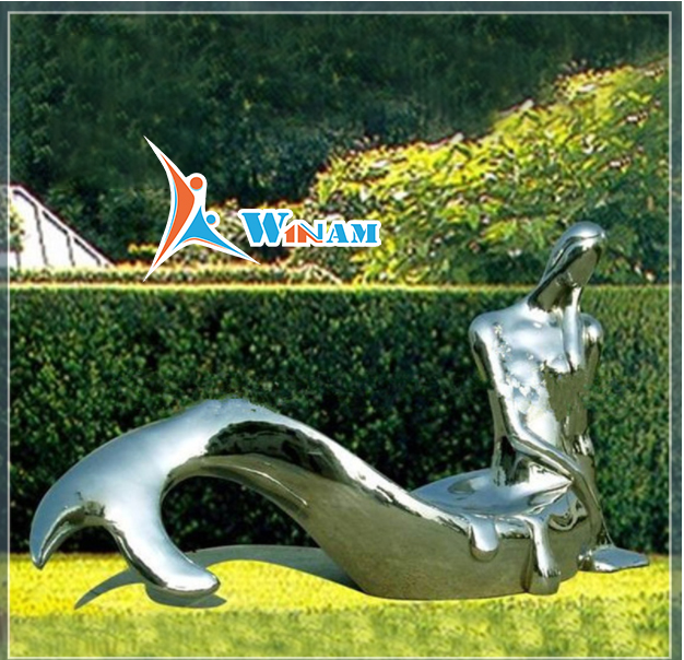Stainless Steel Mermaid Sculpture for Garden Decor