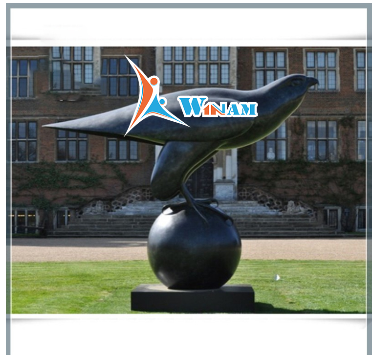 Large Dove Standing on the Ball Bronze Sculpture