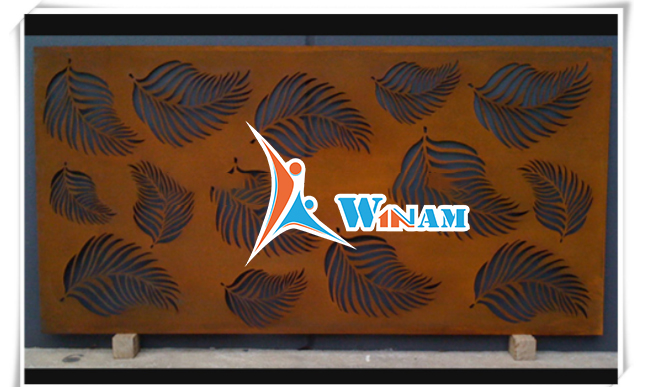 Corten steel plate carved leaves sculpture for outdoor decor