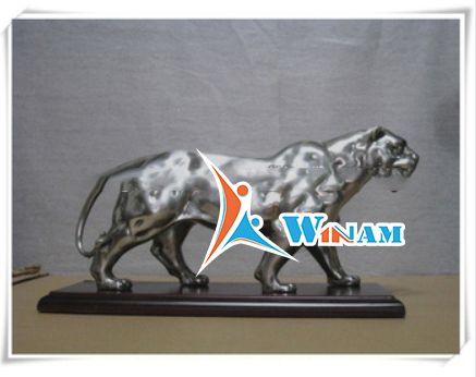 Contemporary animal leopard stainless steel sculpture