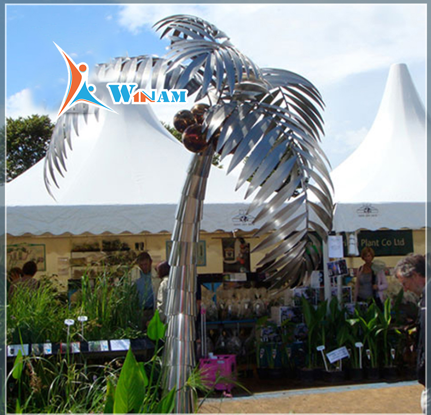 Stainless steel decorative metal coconut plam tree sculpture