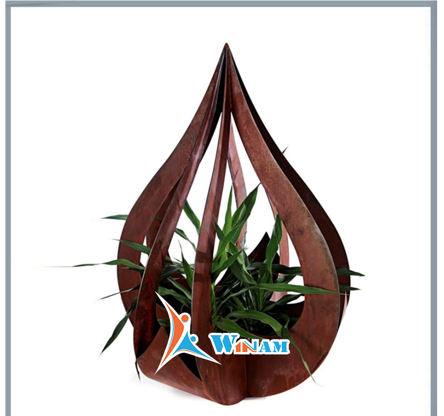 Outdoor Garden Metal Peach Shape Corten Steel Rustic Planters