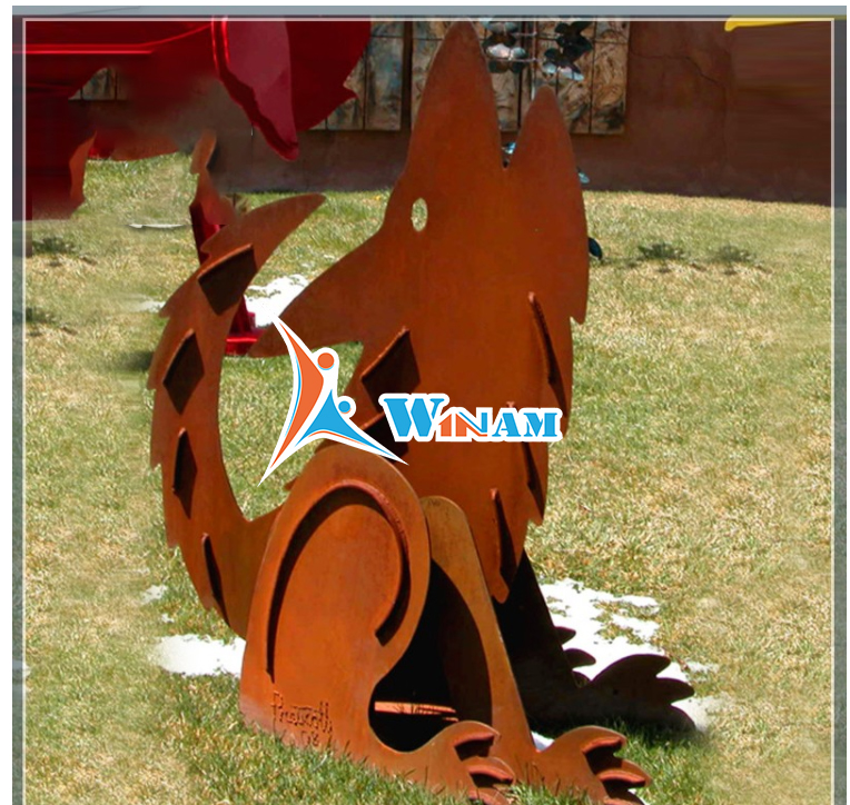 Garden Decor Corten Steel Abstract Fox Sculpture