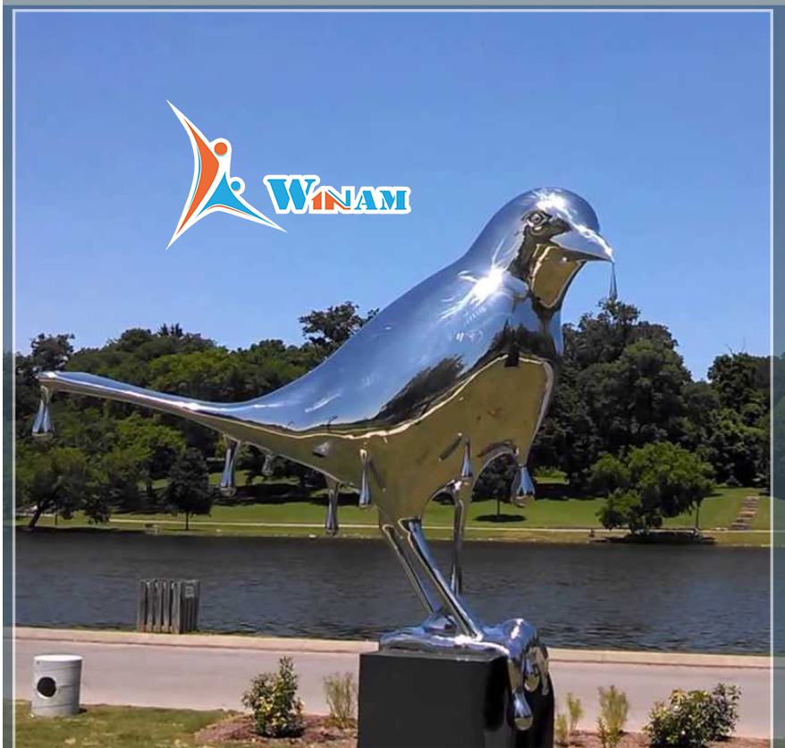 Outdoor abstract life size bird sculpture