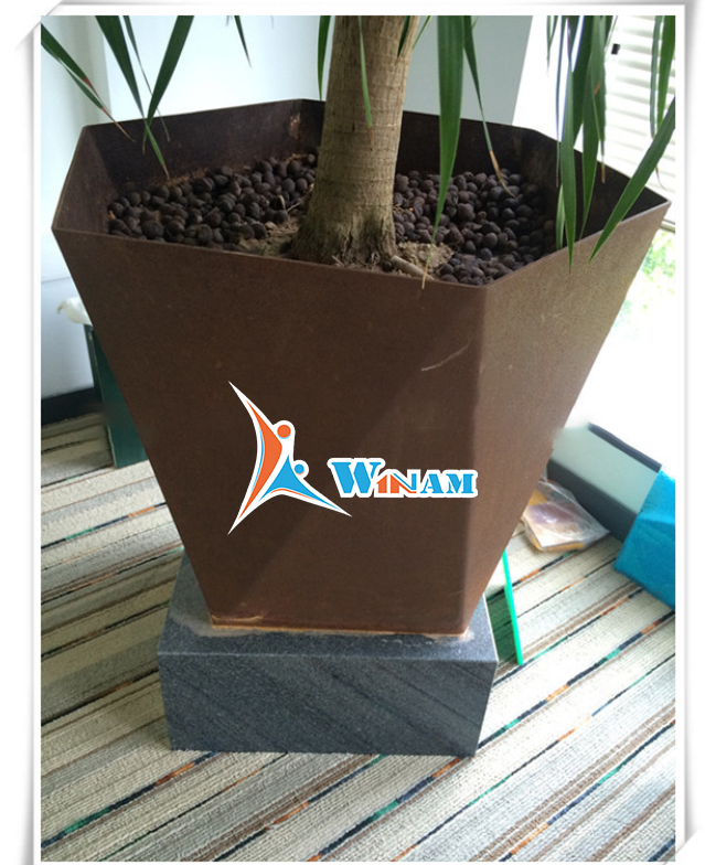 Unique design art fashion flower pot corten steel metal craft sculpture