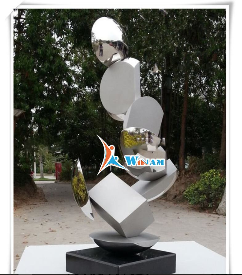 Polished Finish Abstract Stainless Steel Garden Sculpture