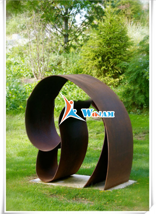 Art design large curving corten steel sculpture