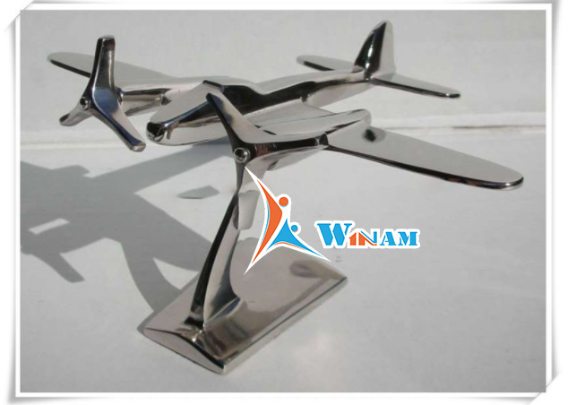 Modern artificial art stainless steel airplane mold sculpture