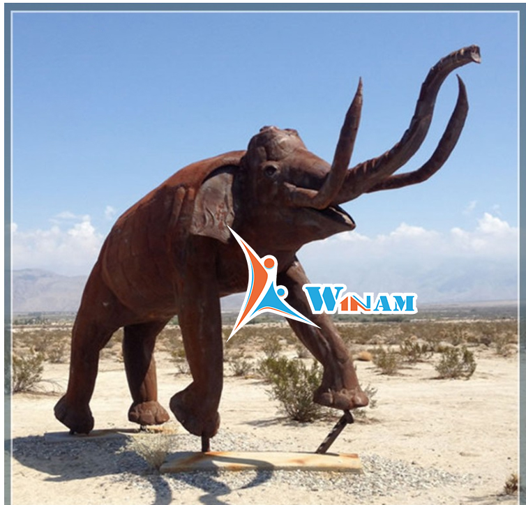 Large Antique Corten Steel Elephant Sculpture