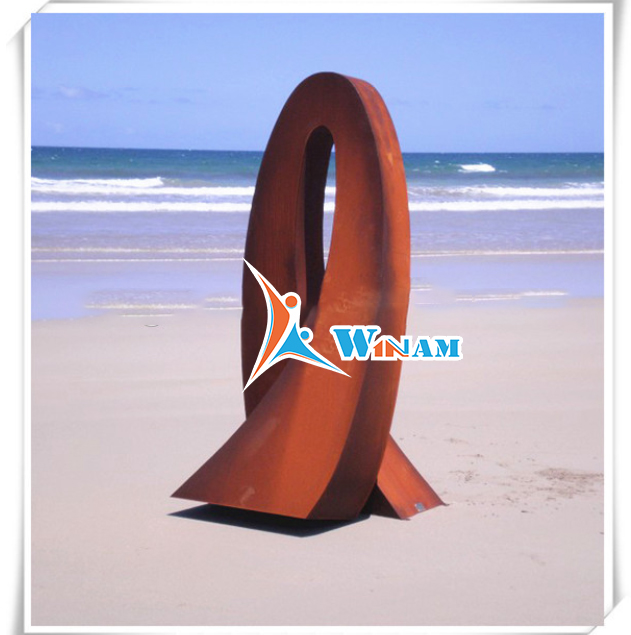 Top elegant fashion hot christmas corten steel ribbon cross sculpture