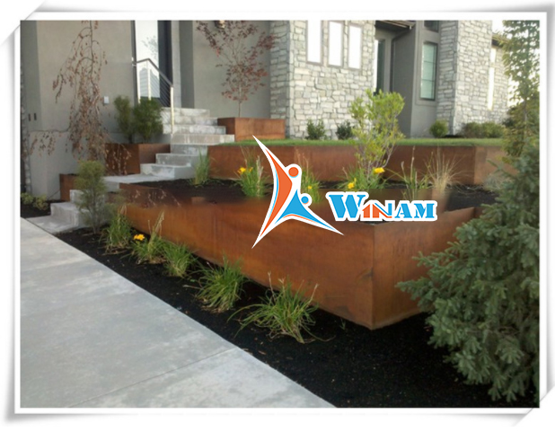 Home decor hot fashion multilevel corten steel large flower pot planter