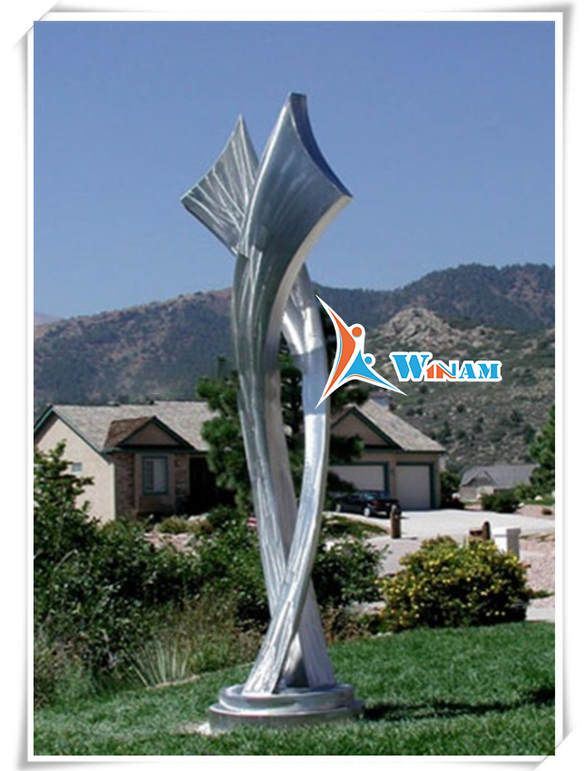Large abstract garden outdoor stainless steel sculpture