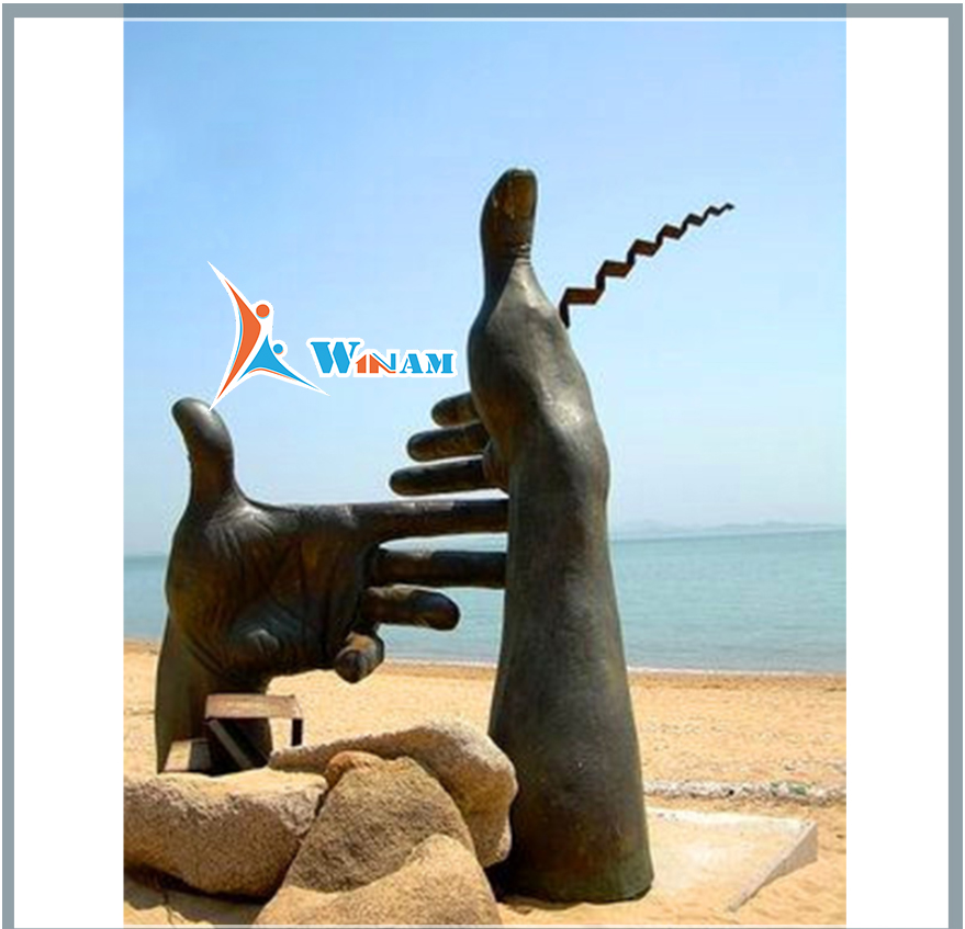 Antique handmade large hand bronze sculpture for sale