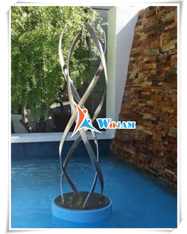 Modern abstract crossed stainless steel art sculpture for indoor and outdoor decor