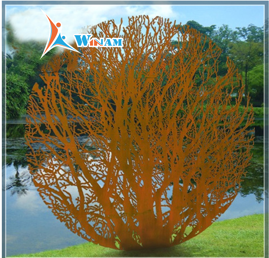 Garden decorative laser cut tree corten steel landscape
