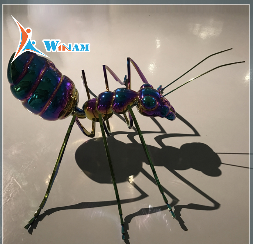 Life size titanium plating animal ants handmade sculpture