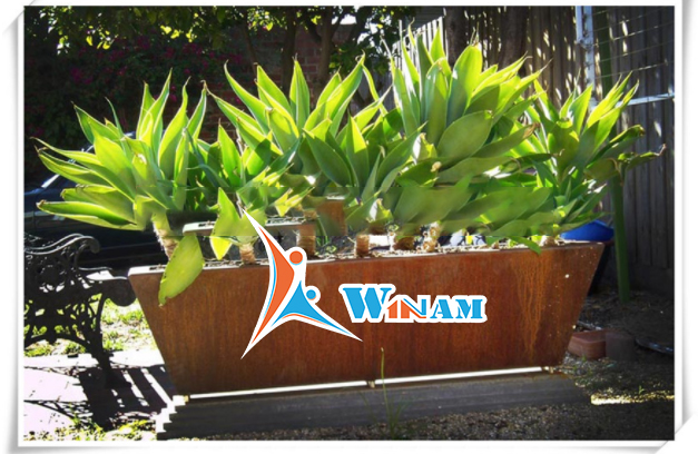 Hot new product home decor garden corten steel boat flower pot sculpture