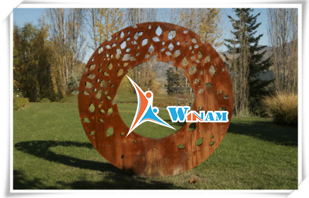 Handicraft annulus corten steel landscape art sculpture