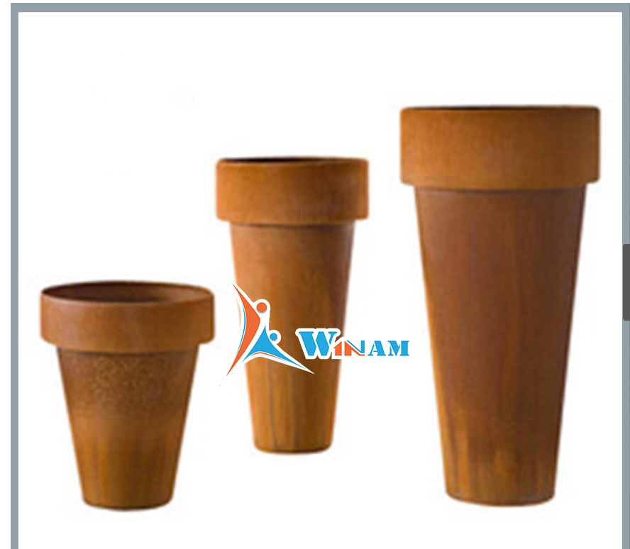 Metal Corten Steel Handmade Rectangular Garden Flower Pot