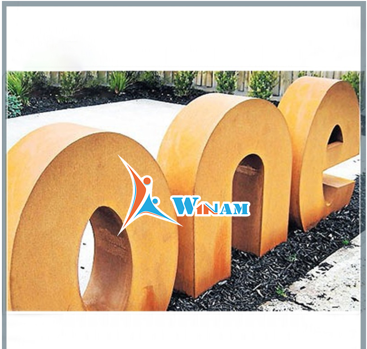 Modern Garden Corten Steel Metal Letter Sign Sculpture