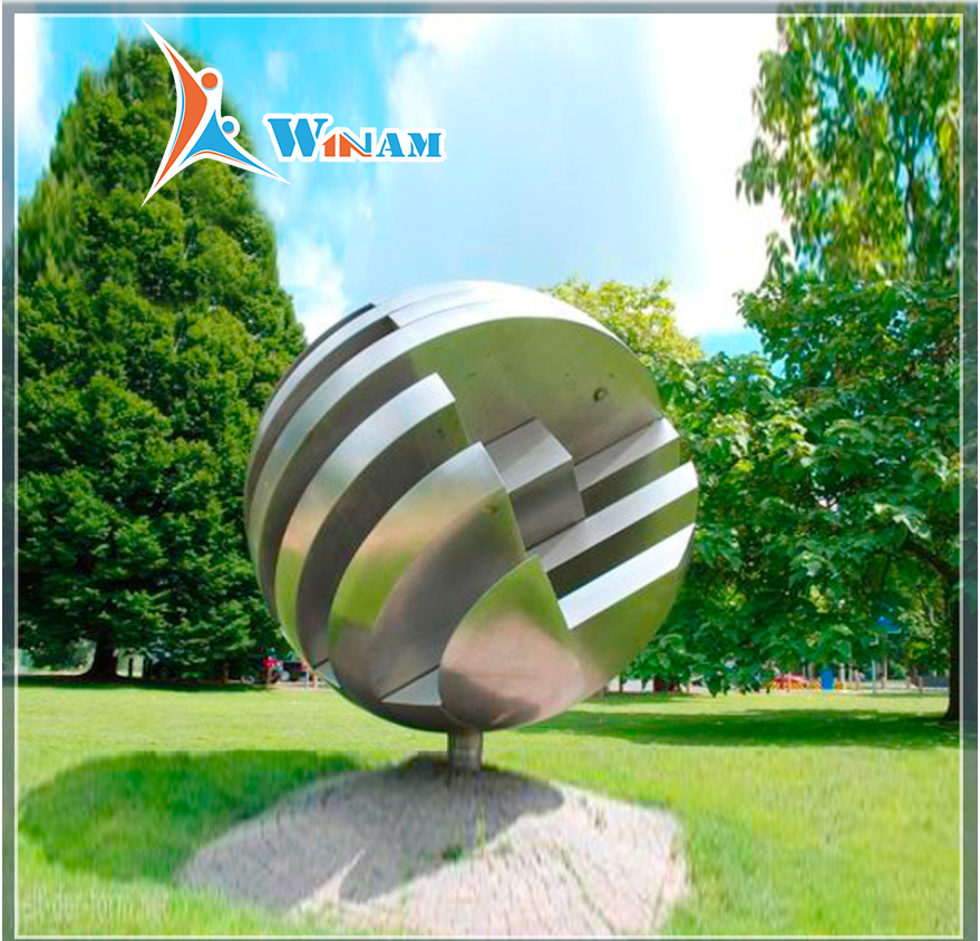 Outdoor Abstract Stainless Steel Metal Garden Ball Sculpture