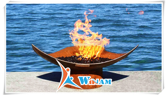 Hot wrought new product garden corten steel sculpture fire pit