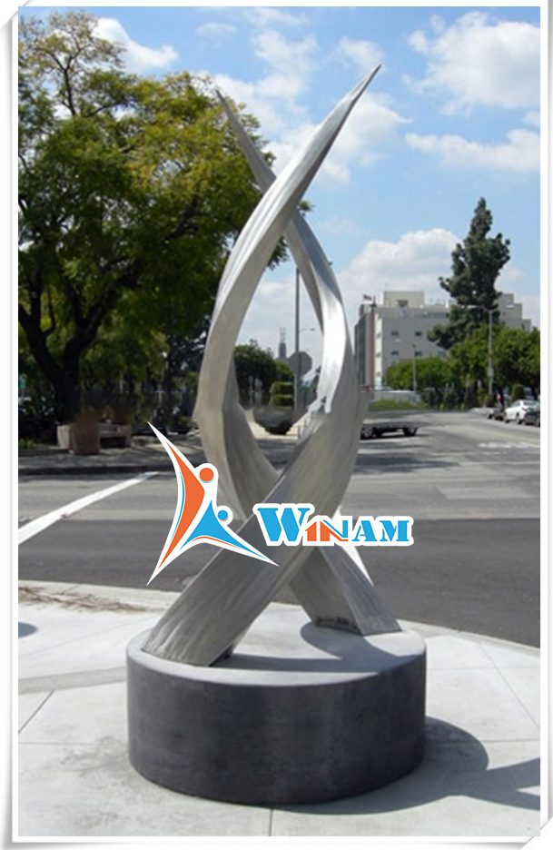 Modern abstract stainless steel city sculpture for outdoor decor